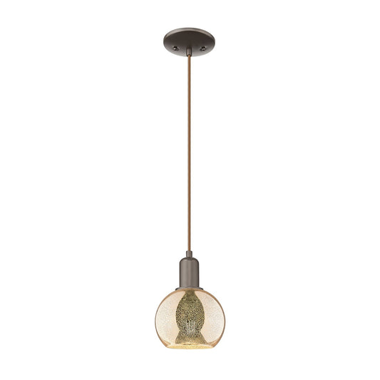 Innovations Athens 6in 1-Light Mini Pendant | Industrial Oil Rubbed Bronze Steel and Mercury Glass | Kitchen Island & Dining Room | Model 716-1P-OB-G128-6