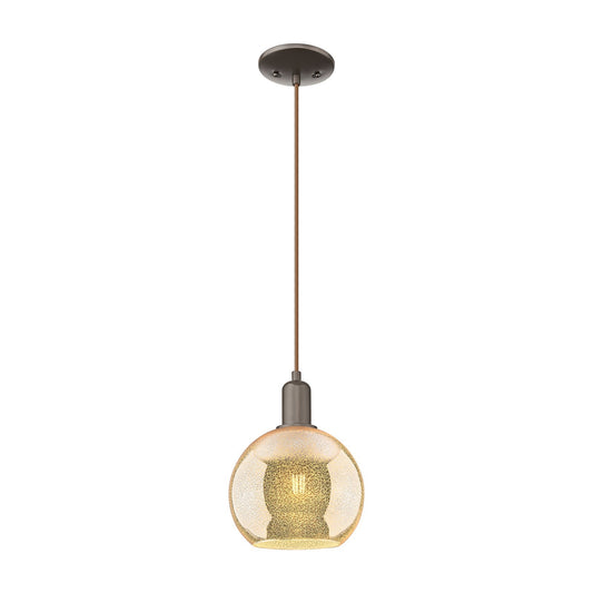 Innovations Athens 8in 1-Light Mini Pendant | Industrial Oil Rubbed Bronze Steel and Mercury Glass | Kitchen Island & Dining Room | Model 716-1P-OB-G128-8