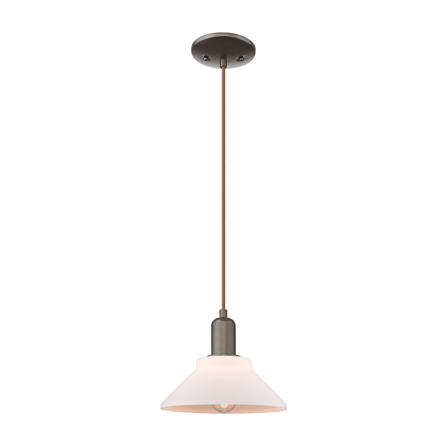 Innovations Orwell 8in 1-Light Mini Pendant | Industrial Oil Rubbed Bronze Steel and Matte White Glass | Kitchen Island & Dining | Model 716-1P-OB-G131