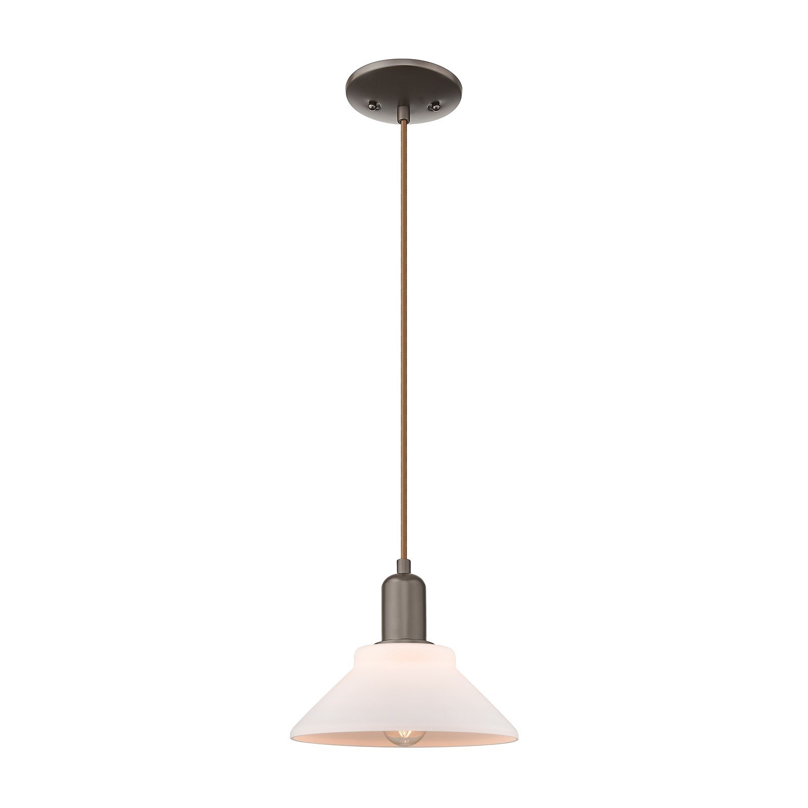 Innovations Orwell 8in 1-Light Mini Pendant | Industrial Oil Rubbed Bronze Steel and Matte White Glass | Kitchen Island & Dining | Model 716-1P-OB-G131