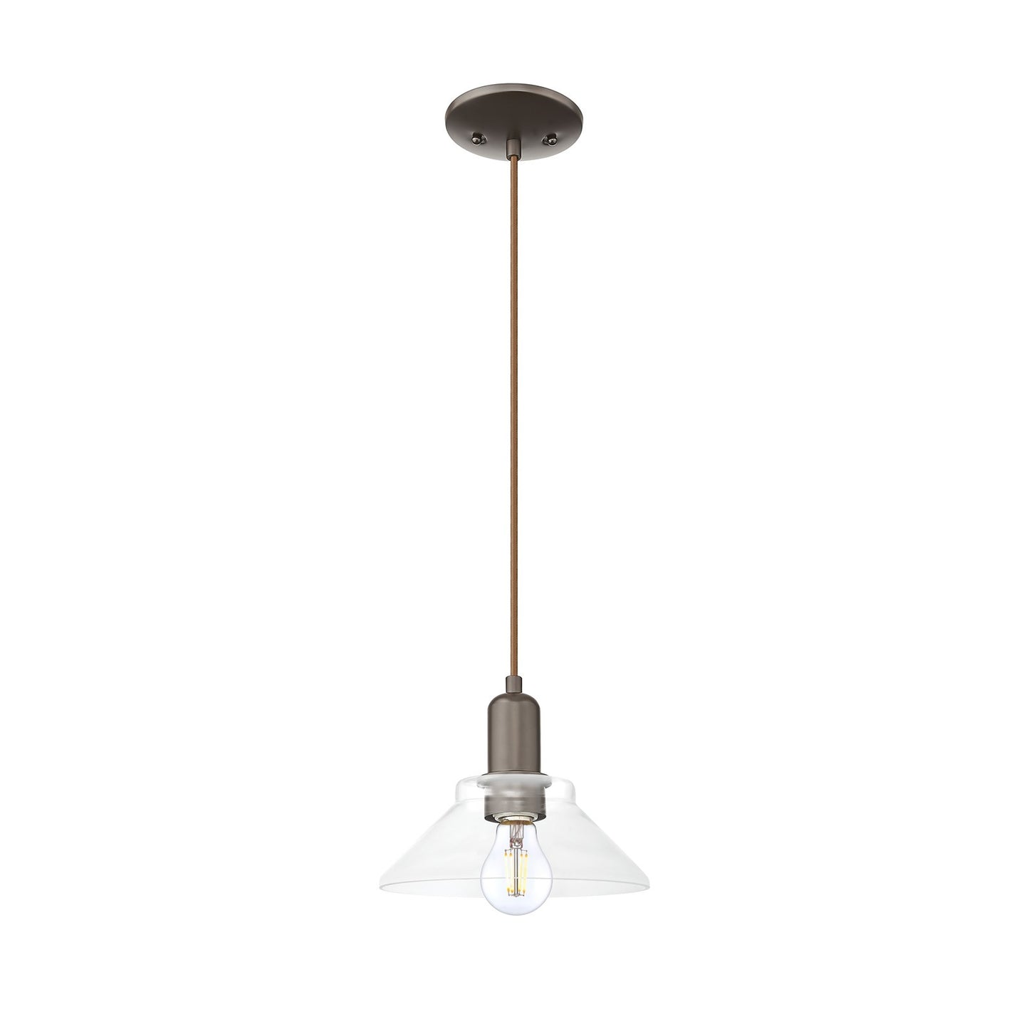 Innovations Orwell 8in 1-Light Mini Pendant | Industrial Oil Rubbed Bronze Steel and Clear Glass | Kitchen Island & Dining Room | Model 716-1P-OB-G132