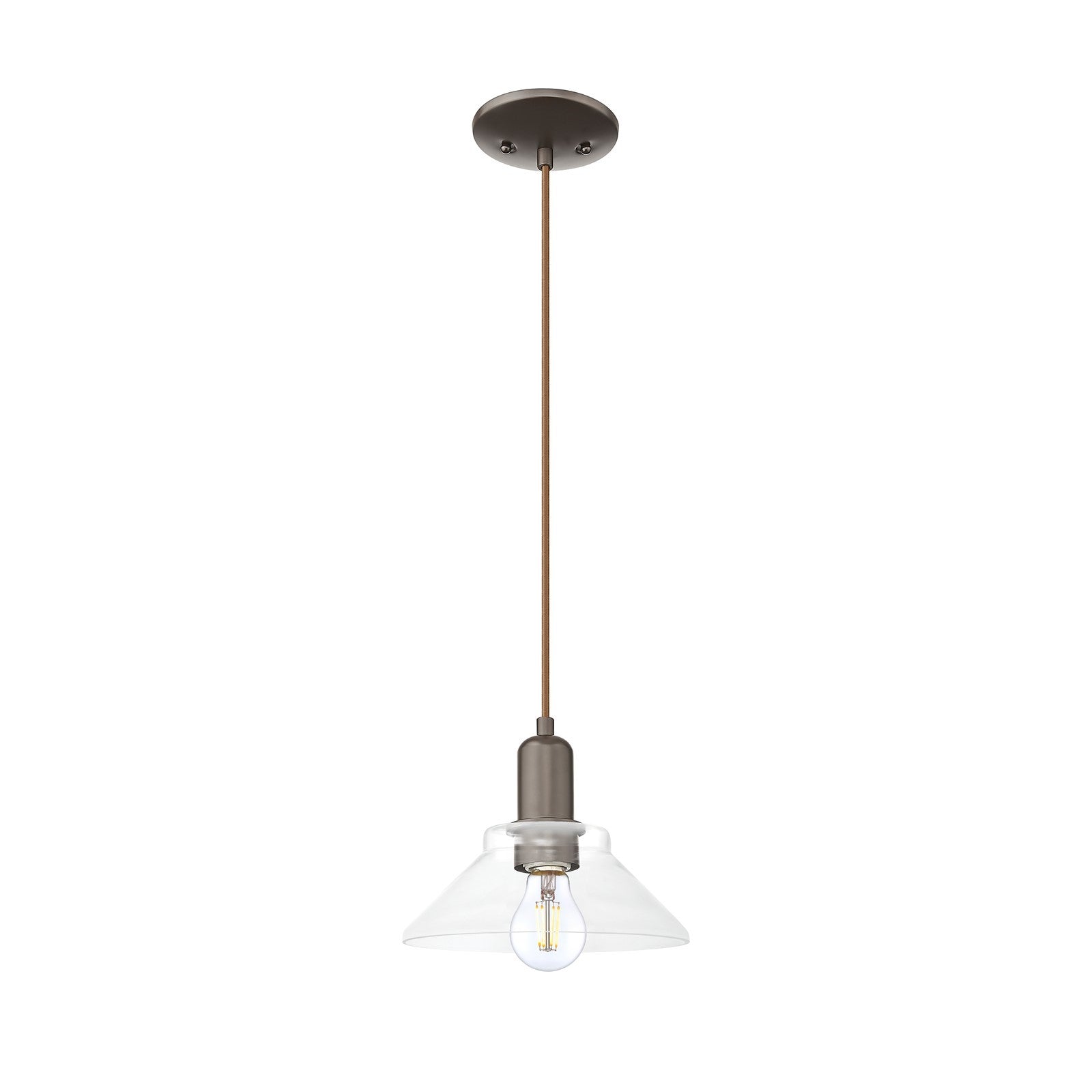 Innovations Orwell 8in 1-Light Mini Pendant | Industrial Oil Rubbed Bronze Steel and Clear Glass | Kitchen Island & Dining Room | Model 716-1P-OB-G132