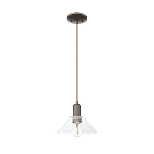 Innovations Orwell 8in 1-Light Mini Pendant | Industrial Oil Rubbed Bronze Steel and Clear Glass | Kitchen Island & Dining Room | Model 716-1P-OB-G132