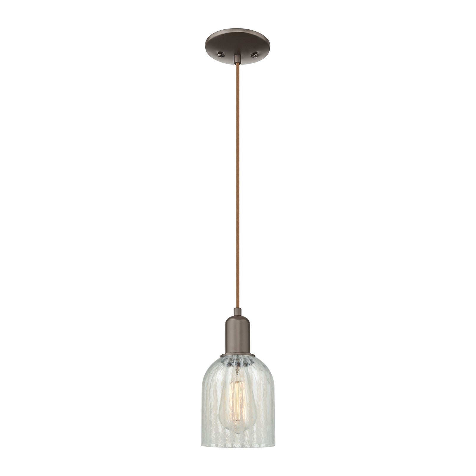 Innovations Caledonia 5in 1-Light Mini Pendant | Industrial Oil Rubbed Bronze Steel and Mouchette Glass | Kitchen Island & Dining | Model 716-1P-OB-G2511