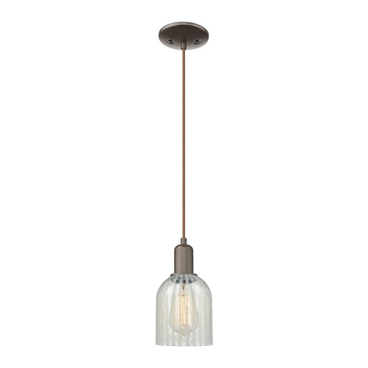 Innovations Caledonia 5in 1-Light Mini Pendant | Industrial Oil Rubbed Bronze Steel and Mouchette Glass | Kitchen Island & Dining | Model 716-1P-OB-G2511