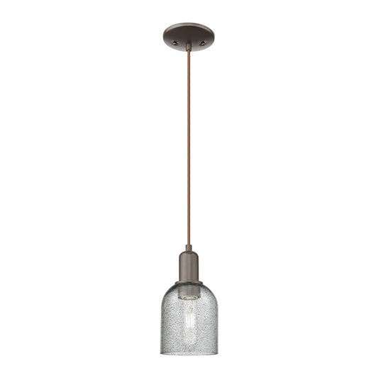 Innovations Caledonia 5in 1-Light Mini Pendant | Industrial Oil Rubbed Bronze Steel and Charcoal Glass | Kitchen Island & Dining | Model 716-1P-OB-G257