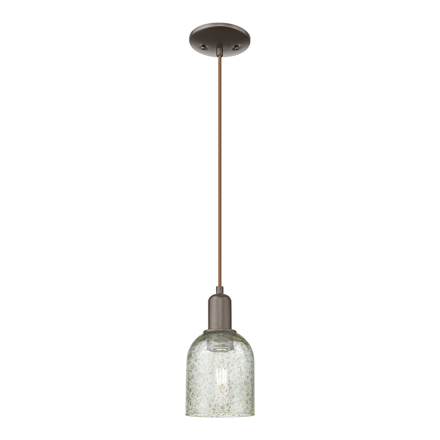 Innovations Caledonia 5in 1-Light Mini Pendant | Industrial Oil Rubbed Bronze Steel and Mica Glass | Kitchen Island & Dining Room | Model 716-1P-OB-G259