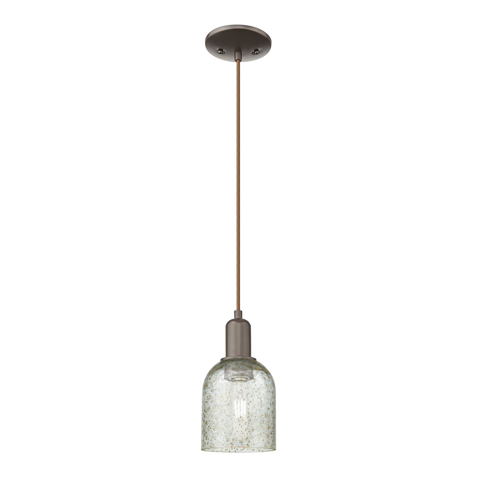 Innovations Caledonia 5in 1-Light Mini Pendant | Industrial Oil Rubbed Bronze Steel and Mica Glass | Kitchen Island & Dining Room | Model 716-1P-OB-G259