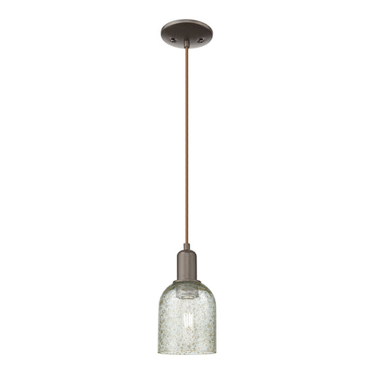 Innovations Caledonia 5in 1-Light Mini Pendant | Industrial Oil Rubbed Bronze Steel and Mica Glass | Kitchen Island & Dining Room | Model 716-1P-OB-G259