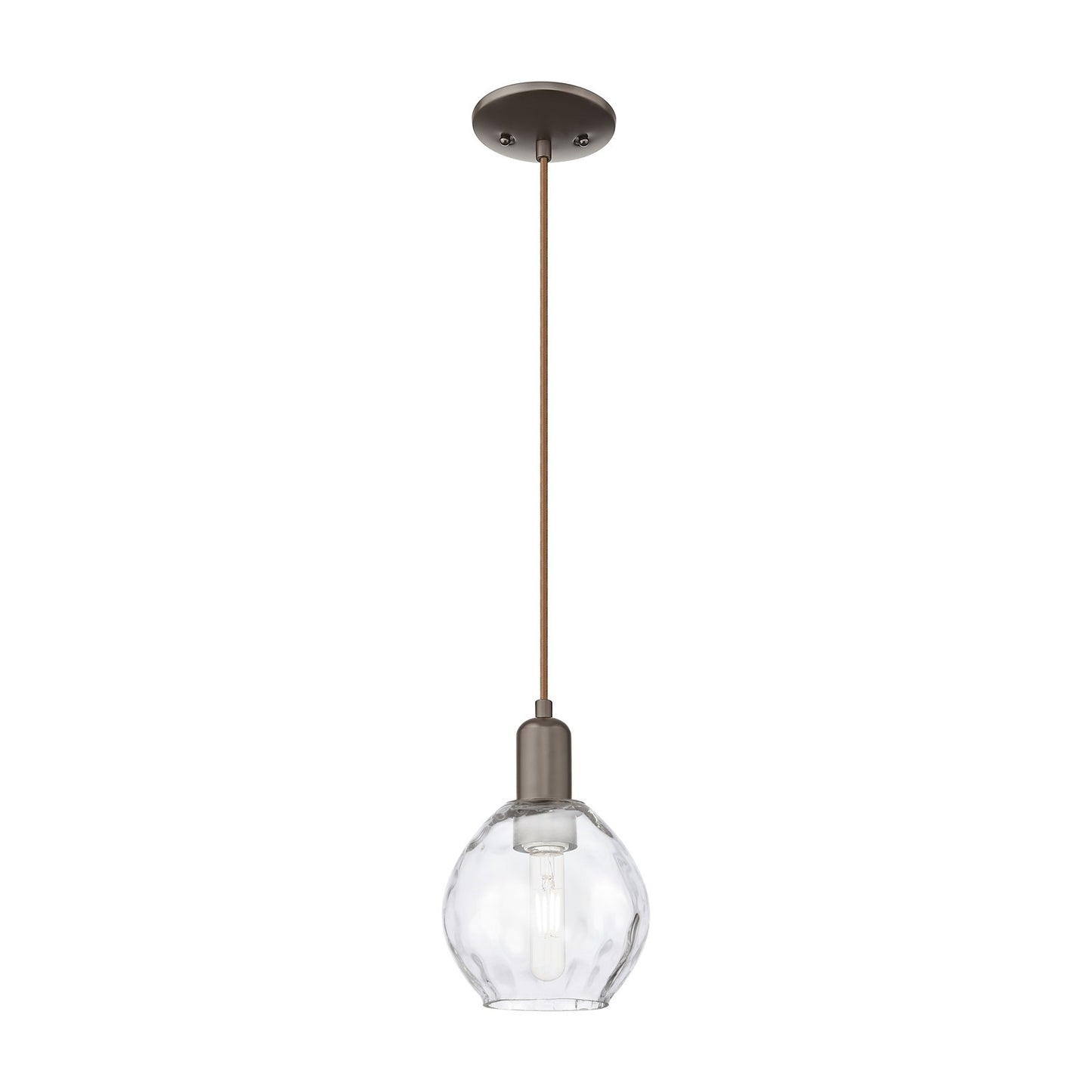 Innovations Waverly 6in 1-Light Mini Pendant | Industrial Oil Rubbed Bronze Steel and Clear Water Glass | Kitchen Island & Dining | Model 716-1P-OB-G362