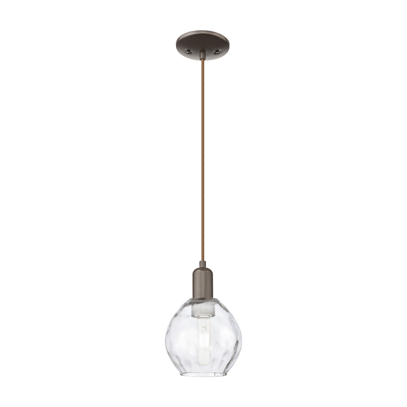 Innovations Waverly 6in 1-Light Mini Pendant | Industrial Oil Rubbed Bronze Steel and Clear Water Glass | Kitchen Island & Dining | Model 716-1P-OB-G362