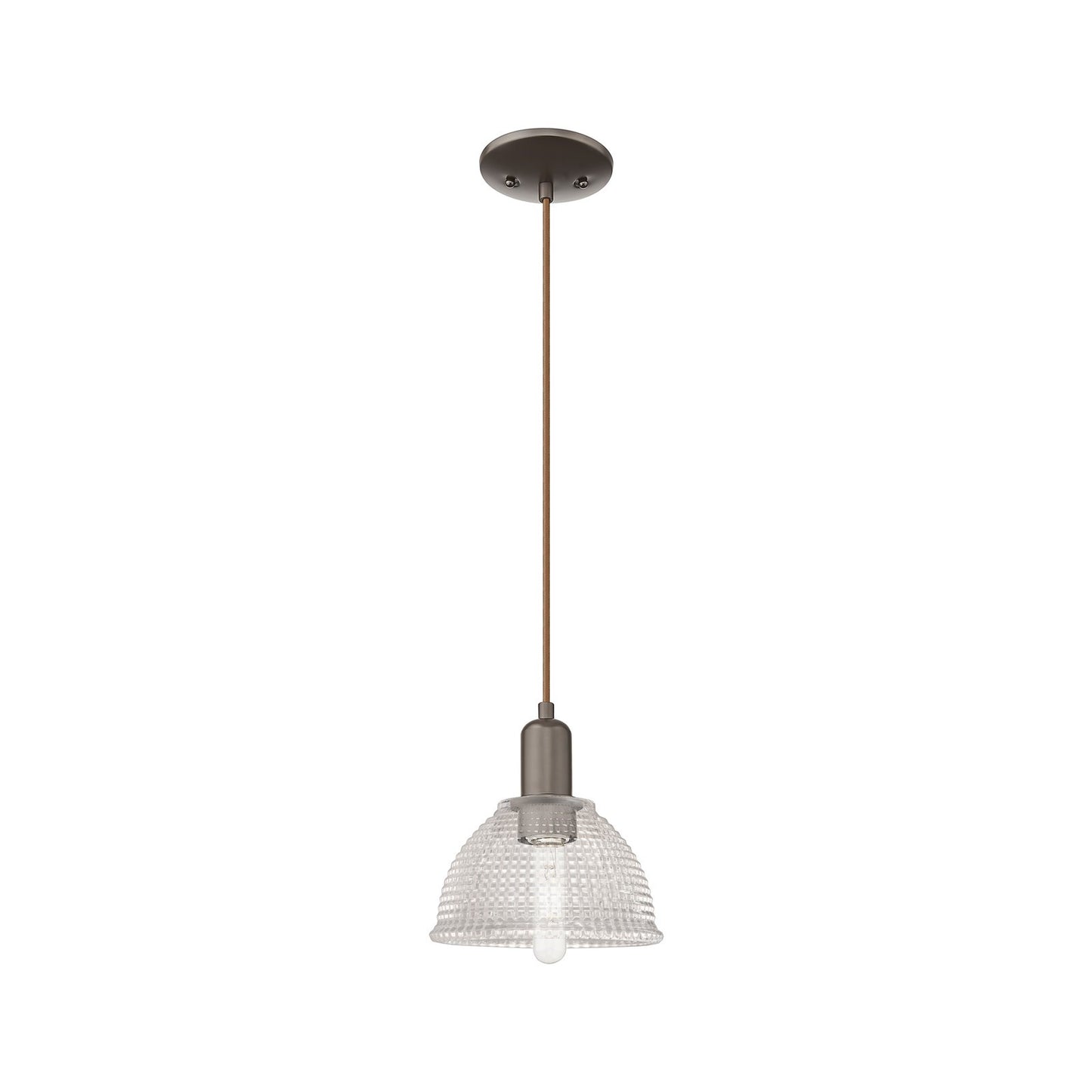 Innovations Arietta 8in 1-Light Mini Pendant | Industrial Oil Rubbed Bronze Steel and Clear Glass | Kitchen Island & Dining Room | Model 716-1P-OB-G422