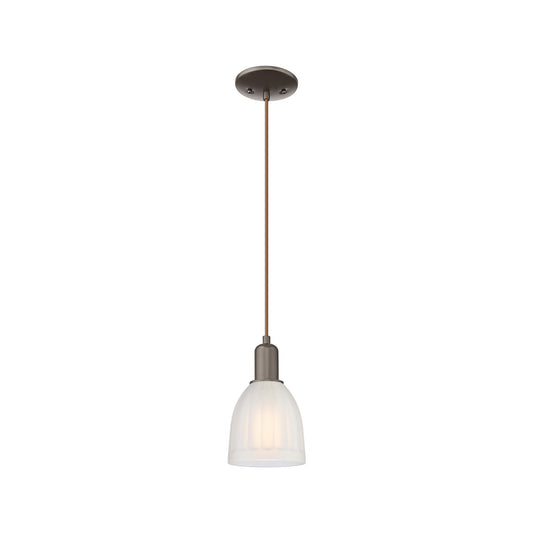 Innovations Brookfield 6in 1-Light Mini Pendant | Industrial Oil Rubbed Bronze and White Frosted Ribbed Glass | Kitchen Island & | Model 716-1P-OB-G441