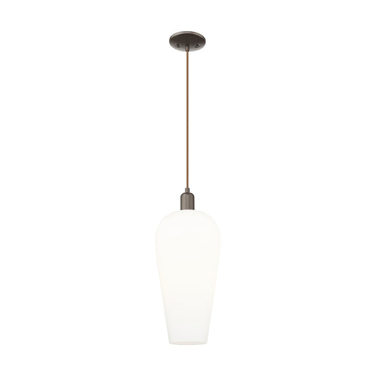 Innovations Chelsea 8in 1-Light Mini Pendant | Industrial Oil Rubbed Bronze Steel and White Glass | Kitchen Island & Dining | Model 716-1P-OB-G456-8WH