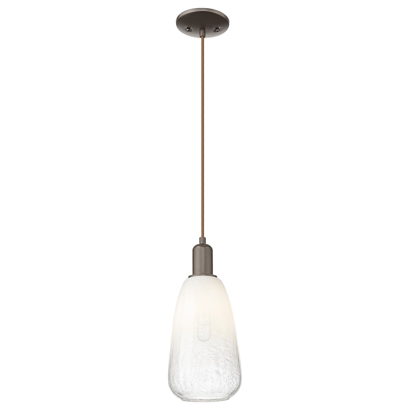 Innovations Brookhaven Almond 6in 1-Light Mini Pendant | Industrial Oil Rubbed Bronze Steel and Opal Glass | Kitchen Island & | Model 716-1P-OB-G480-6OP