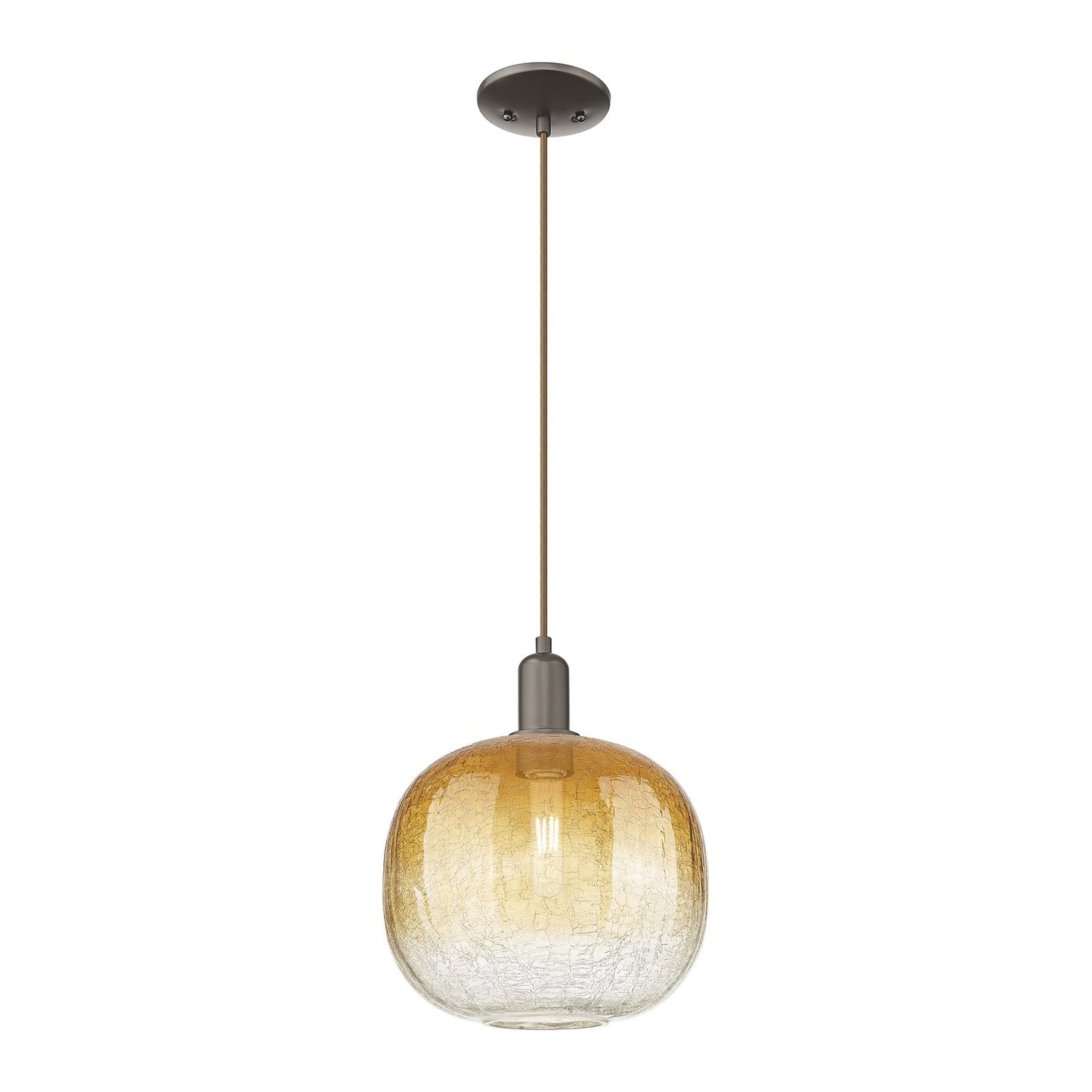 Innovations Brookhaven Sphere 10.5in 1-Light Mini Pendant | Industrial Oil Rubbed Bronze and Amber Glass | Kitchen Island & | Model 716-1P-OB-G481-10AM