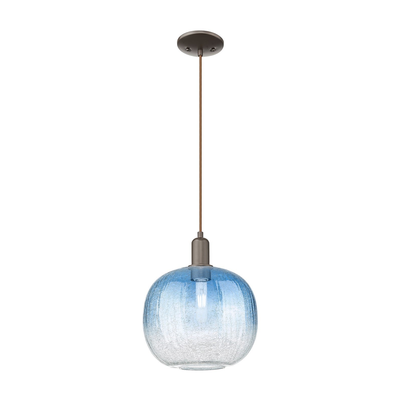 Innovations Brookhaven Sphere 10.5in 1-Light Mini Pendant | Industrial Oil Rubbed Bronze and Sapphire Blue Glass | Kitchen | Model 716-1P-OB-G481-10SB
