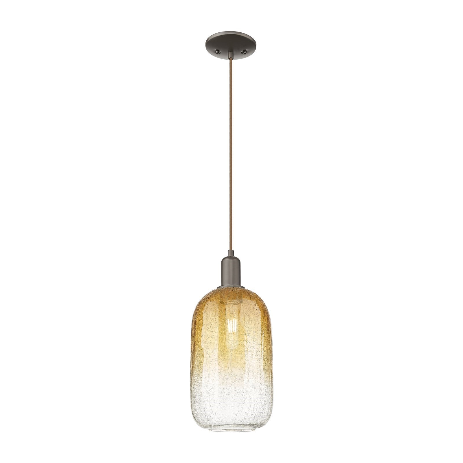 Innovations Brookhaven Cloche 7in 1-Light Mini Pendant | Industrial Oil Rubbed Bronze and Amber Glass | Kitchen Island & Dining | Model 716-1P-OB-G482-7AM