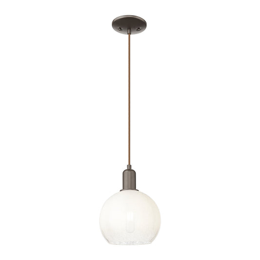 Innovations Brookhaven Globe 8in 1-Light Mini Pendant | Industrial Oil Rubbed Bronze Steel and Opal Glass | Kitchen Island & | Model 716-1P-OB-G483-8OP