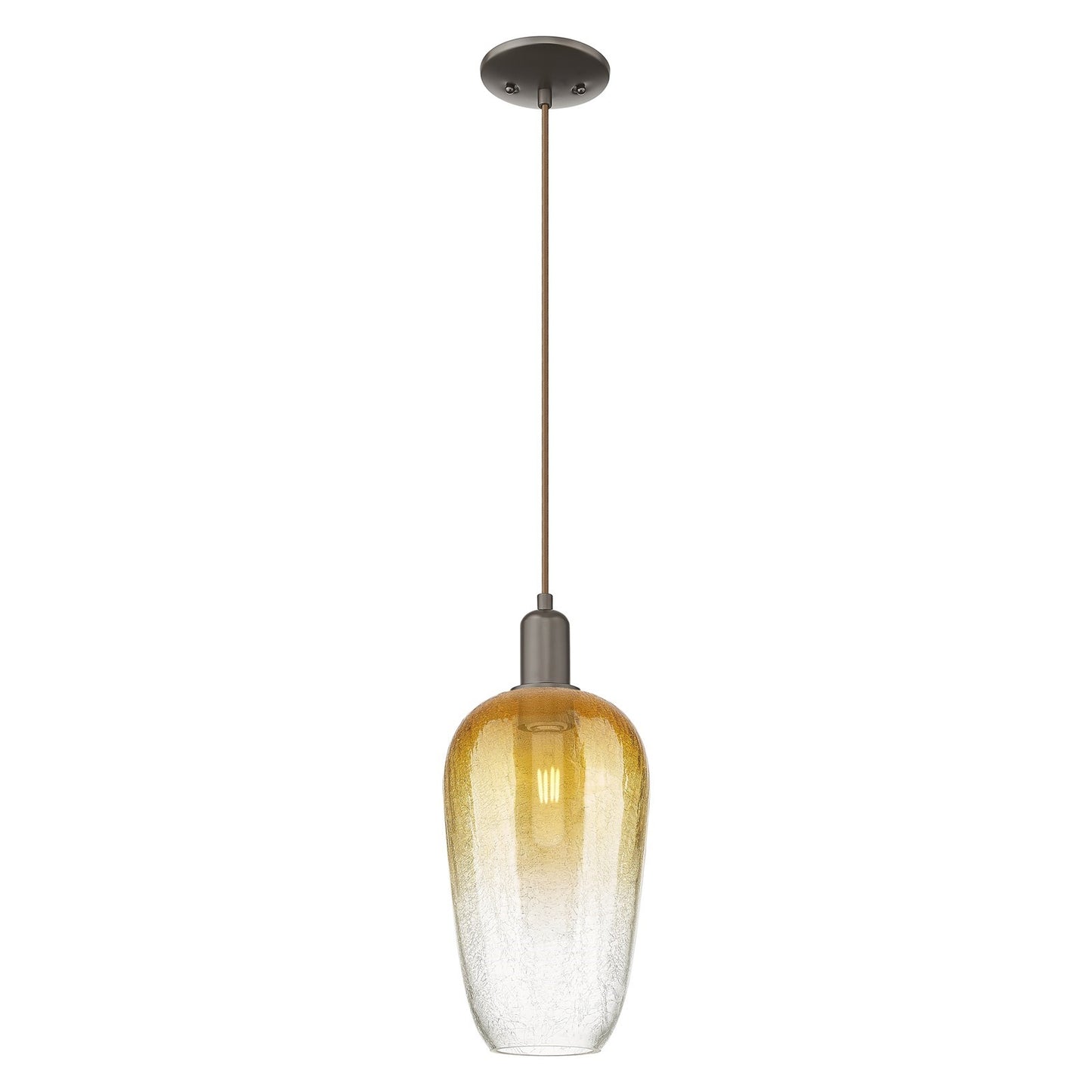 Innovations Brookhaven Flute 7in 1-Light Mini Pendant | Industrial Oil Rubbed Bronze Steel and Amber Glass | Kitchen Island & | Model 716-1P-OB-G484-7AM