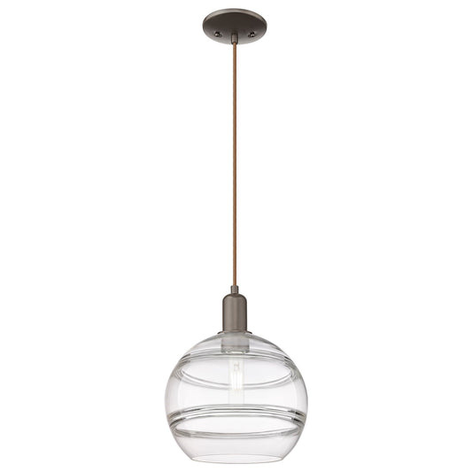 Innovations Rochester 10in 1-Light Mini Pendant | Industrial Oil Rubbed Bronze Steel and Clear Glass | Kitchen Island & Dining | Model 716-1P-OB-G556-10CL