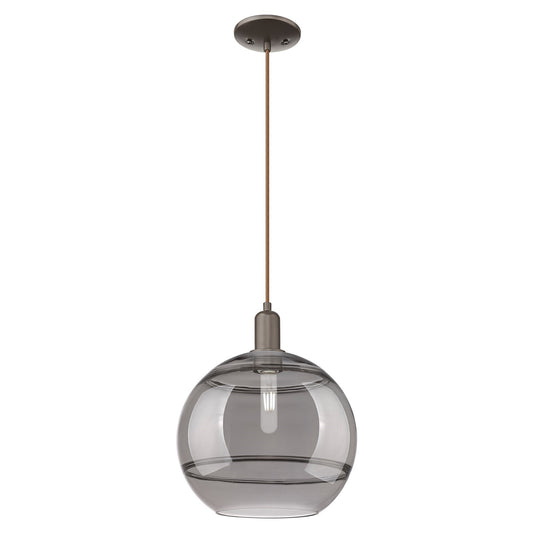 Innovations Rochester 12in 1-Light Mini Pendant | Industrial Oil Rubbed Bronze Steel and Light Smoke Glass | Kitchen Island & | Model 716-1P-OB-G556-12SM