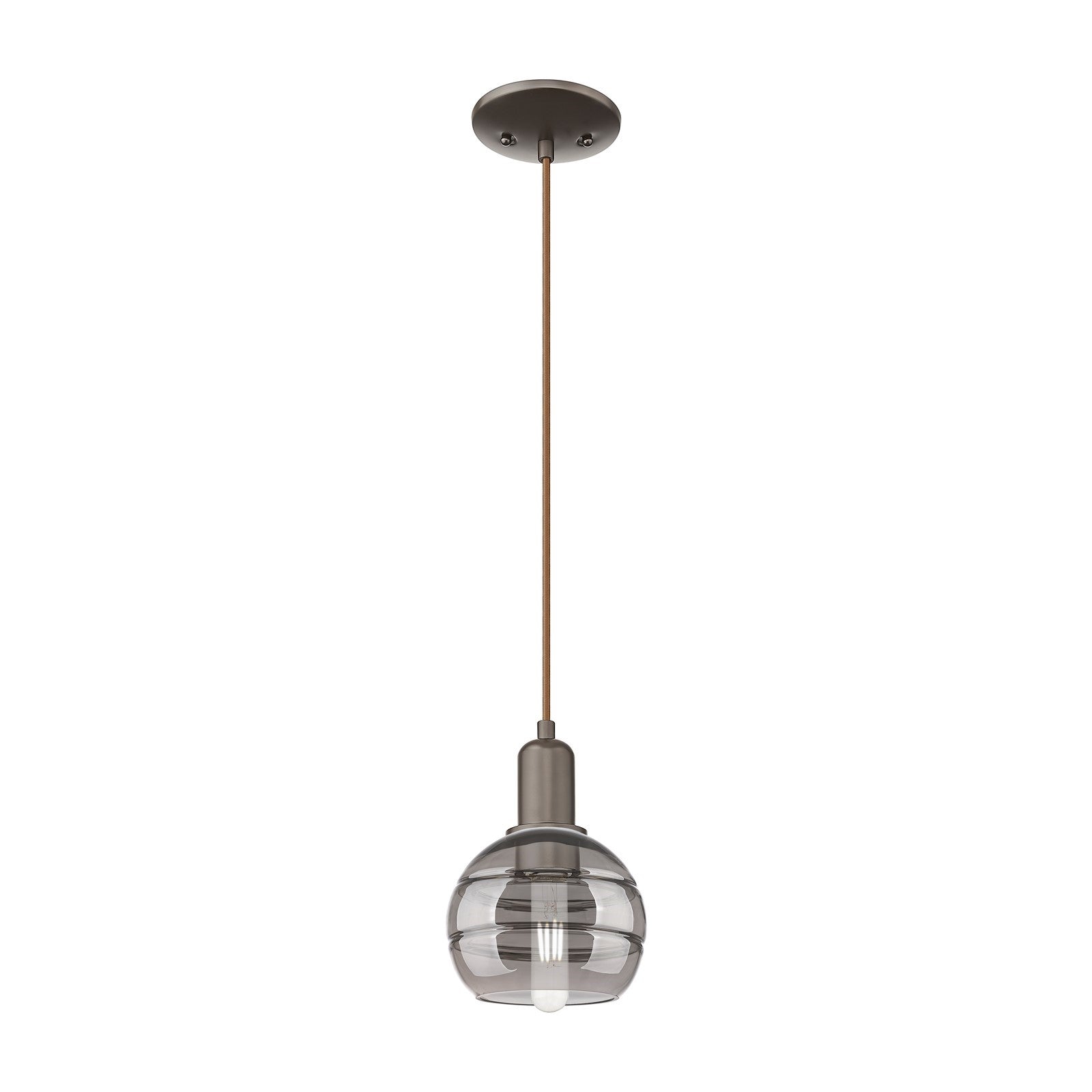 Innovations Rochester 6in 1-Light Mini Pendant | Industrial Oil Rubbed Bronze Steel and Light Smoke Glass | Kitchen Island & | Model 716-1P-OB-G556-6SM