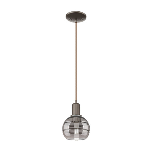 Innovations Rochester 6in 1-Light Mini Pendant | Industrial Oil Rubbed Bronze Steel and Light Smoke Glass | Kitchen Island & | Model 716-1P-OB-G556-6SM