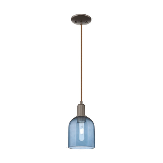 Innovations Bella 6in 1-Light Mini Pendant | Industrial Oil Rubbed Bronze and Blue Glass | Kitchen Island & Dining Room | 5.5 x | Model 716-1P-OB-G558-6BL