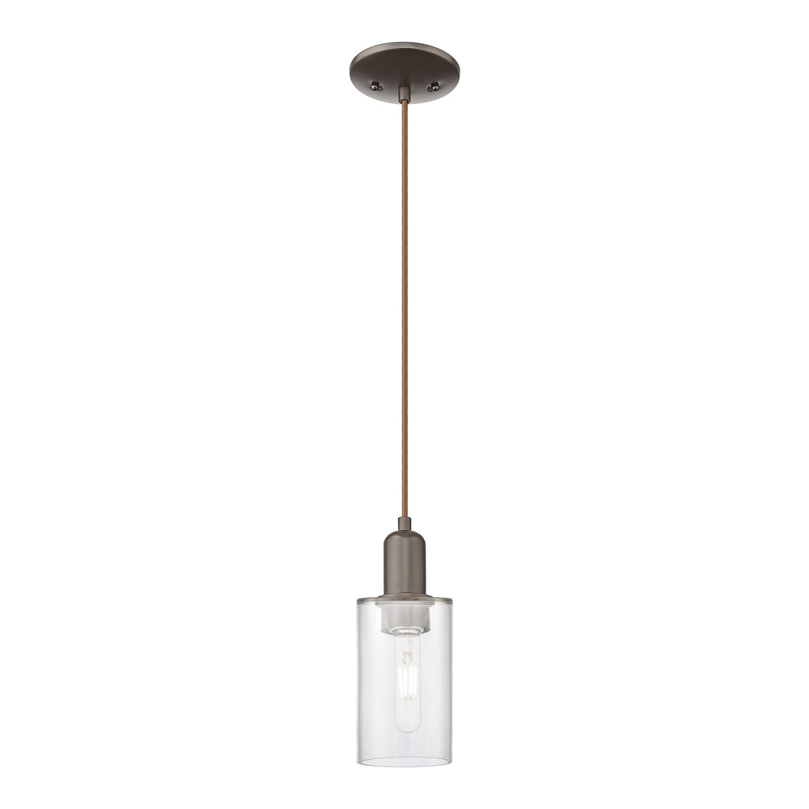 Innovations Clymer 1-Light Mini Pendant | Industrial Oil Rubbed Bronze Steel and Clear Glass | Kitchen Island & Dining Room | 3.88 | Model 716-1P-OB-G802