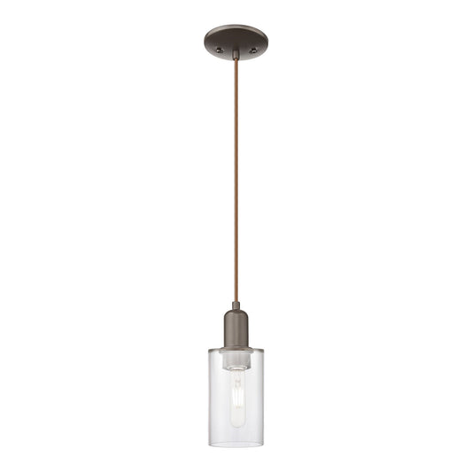 Innovations Clymer 1-Light Mini Pendant | Industrial Oil Rubbed Bronze Steel and Clear Glass | Kitchen Island & Dining Room | 3.88 | Model 716-1P-OB-G802
