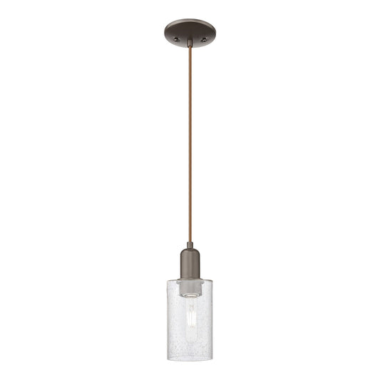 Innovations Clymer 1-Light Mini Pendant | Industrial Oil Rubbed Bronze Steel and Seedy Glass | Kitchen Island & Dining Room | 3.88 | Model 716-1P-OB-G804