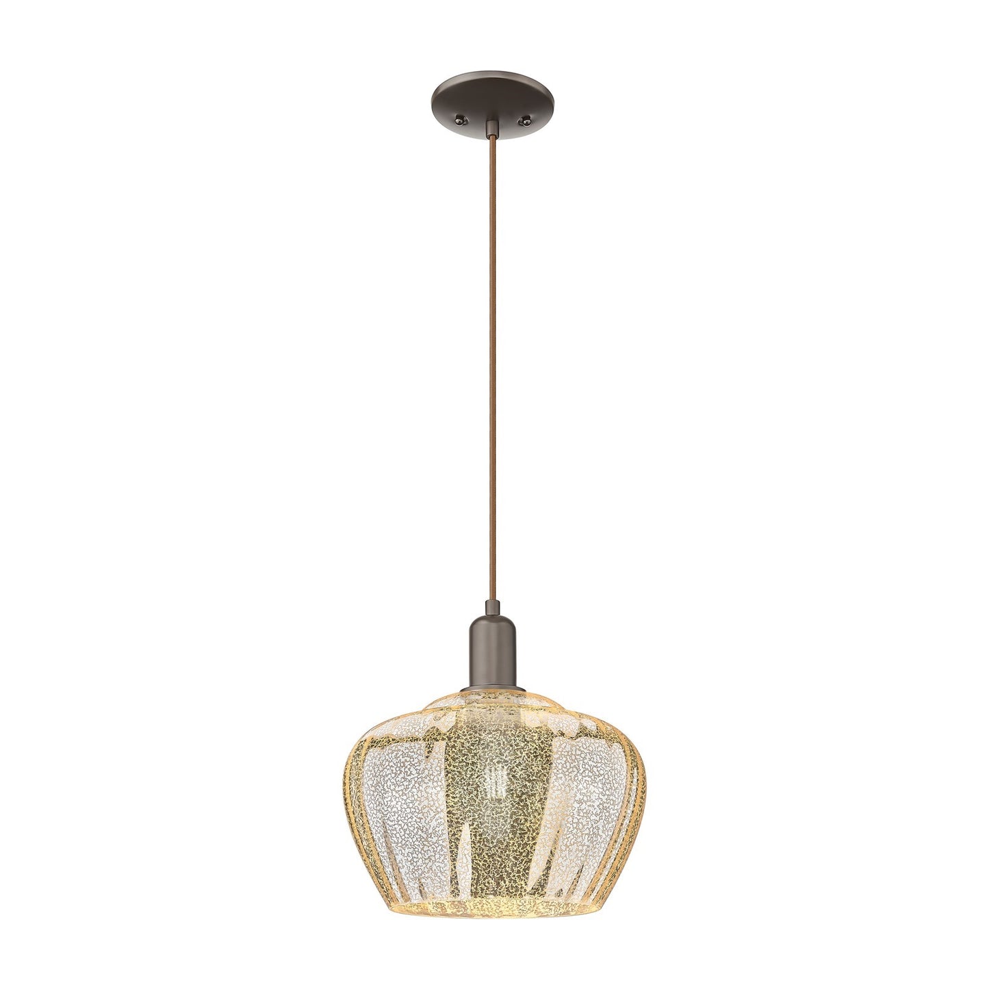 Innovations Fenton 11in 1-Light Mini Pendant | Industrial Oil Rubbed Bronze and Mercury Ribbed Glass | Kitchen Island & Dining | Model 716-1P-OB-G96-L