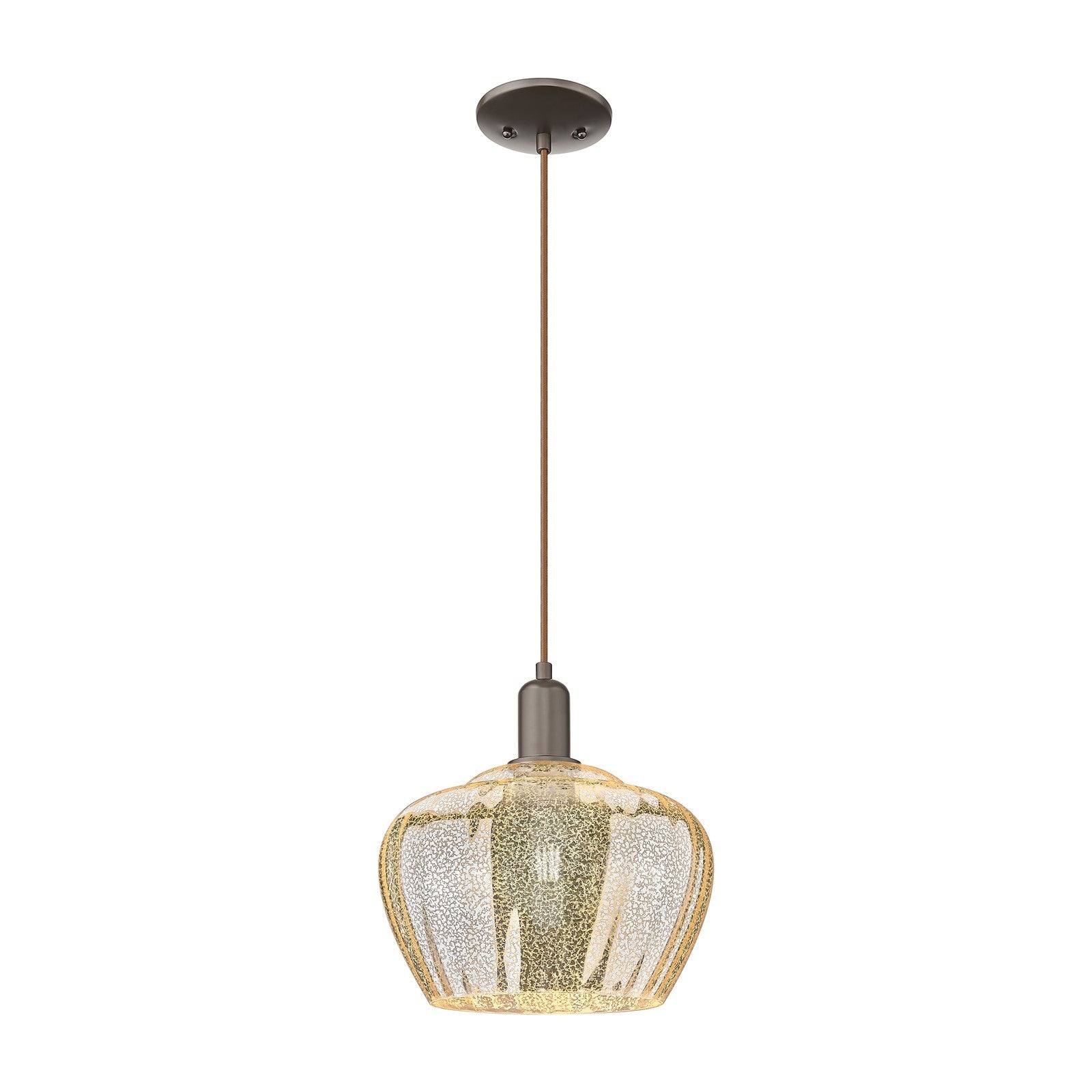 Innovations Fenton 11in 1-Light Mini Pendant | Industrial Oil Rubbed Bronze and Mercury Ribbed Glass | Kitchen Island & Dining | Model 716-1P-OB-G96-L