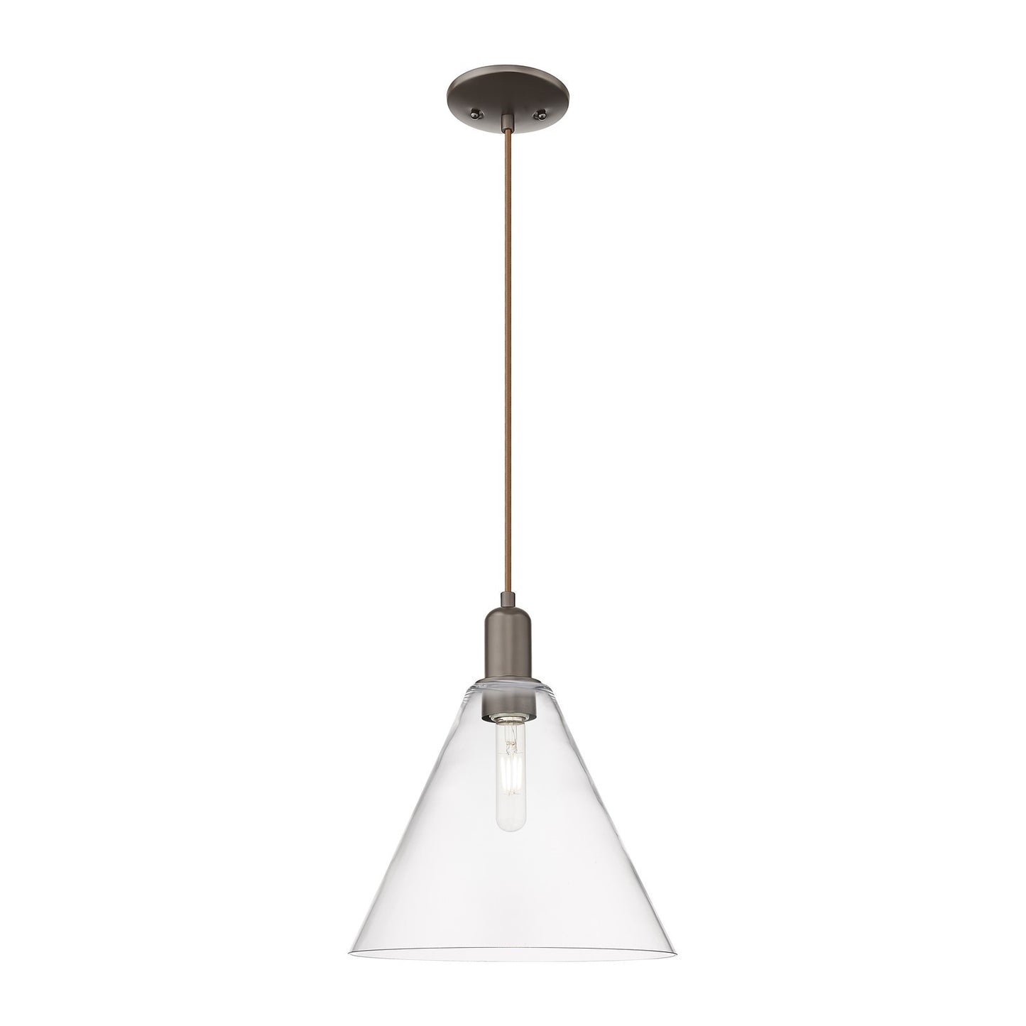 Innovations Berkshire Glass 12in 1-Light Mini Pendant | Industrial Oil Rubbed Bronze and Clear Glass | Kitchen Island & Dining | Model 716-1P-OB-GBC-122