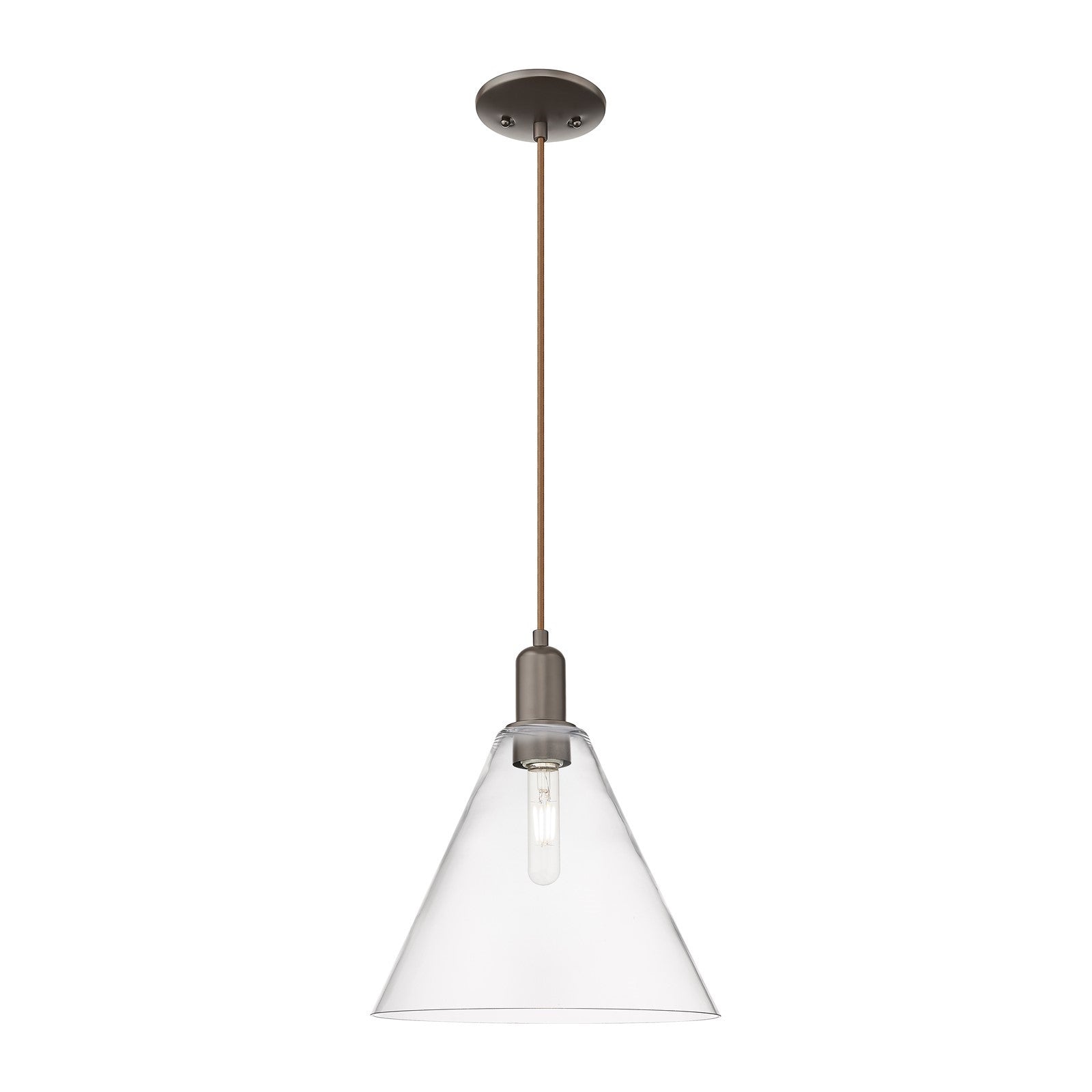 Innovations Berkshire Glass 12in 1-Light Mini Pendant | Industrial Oil Rubbed Bronze and Clear Glass | Kitchen Island & Dining | Model 716-1P-OB-GBC-122
