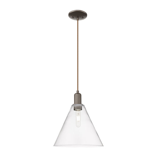 Innovations Berkshire Glass 12in 1-Light Mini Pendant | Industrial Oil Rubbed Bronze and Clear Glass | Kitchen Island & Dining | Model 716-1P-OB-GBC-122