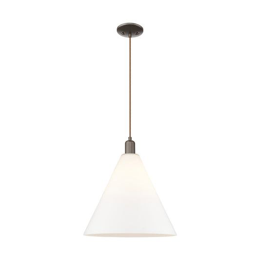 Innovations Berkshire Glass 16in 1-Light Mini Pendant | Industrial Oil Rubbed Bronze and Matte White Glass | Kitchen Island & | Model 716-1P-OB-GBC-161