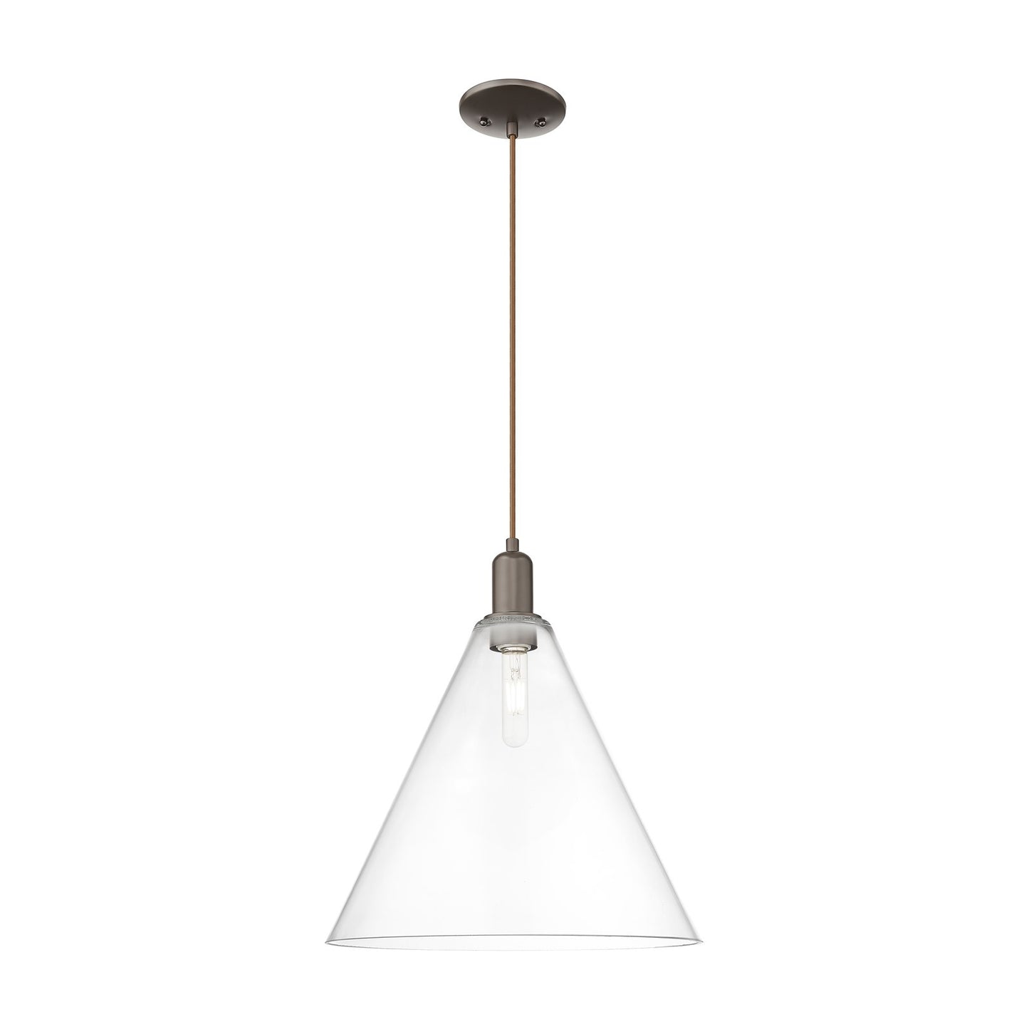 Innovations Berkshire Glass 16in 1-Light Mini Pendant | Industrial Oil Rubbed Bronze and Clear Glass | Kitchen Island & Dining | Model 716-1P-OB-GBC-162