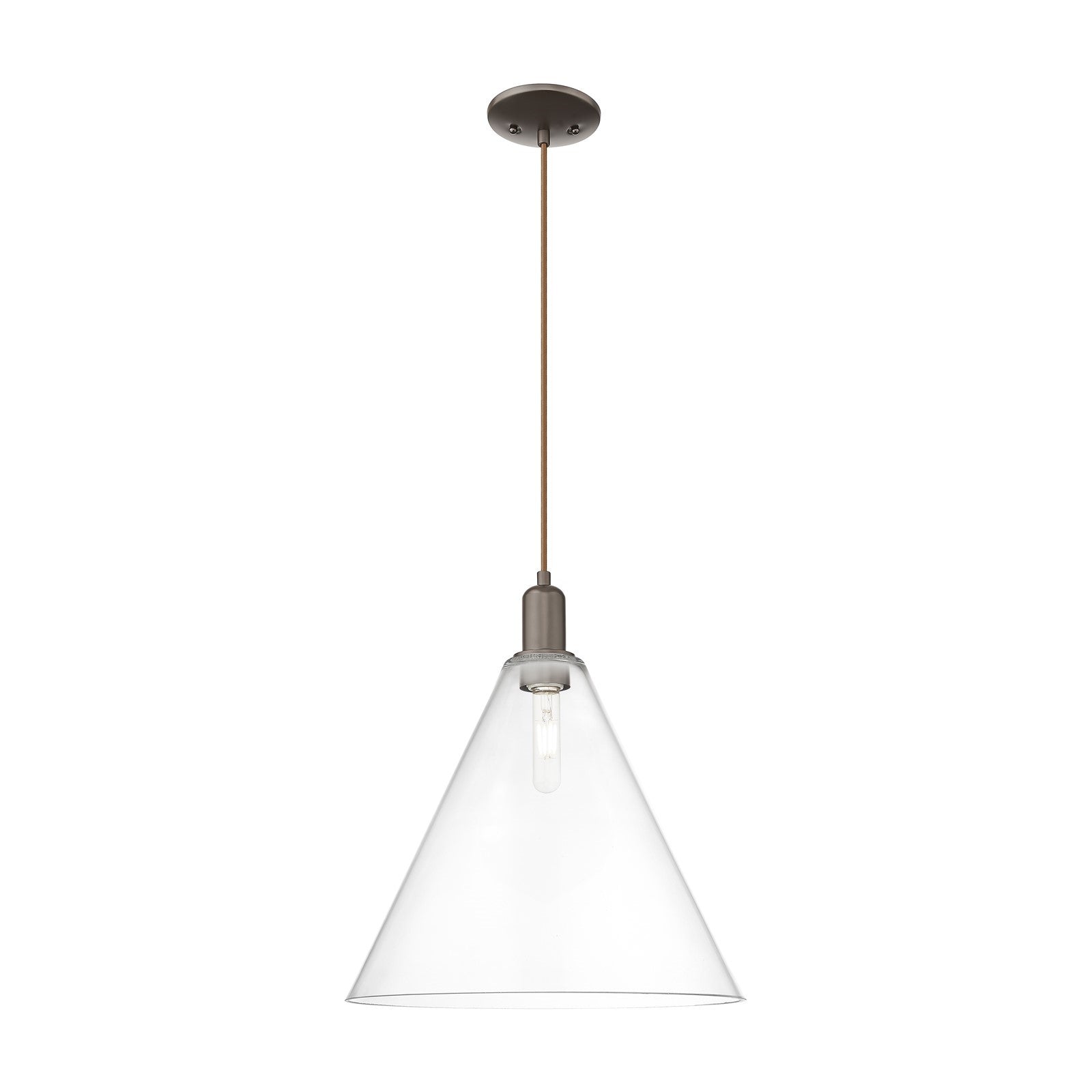 Innovations Berkshire Glass 16in 1-Light Mini Pendant | Industrial Oil Rubbed Bronze and Clear Glass | Kitchen Island & Dining | Model 716-1P-OB-GBC-162