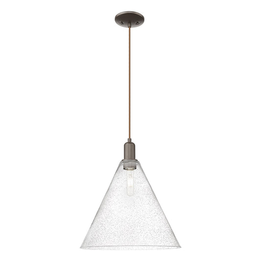 Innovations Berkshire Glass 16in 1-Light Mini Pendant | Industrial Oil Rubbed Bronze Steel and Seedy Glass | Kitchen Island & | Model 716-1P-OB-GBC-164