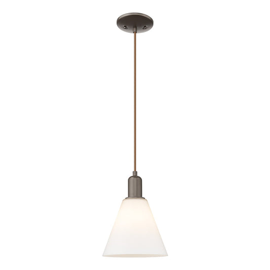 Innovations Berkshire 8in 1-Light Mini Pendant | Industrial Oil Rubbed Bronze and Matte White Glass | Kitchen Island & Dining | Model 716-1P-OB-GBC-81
