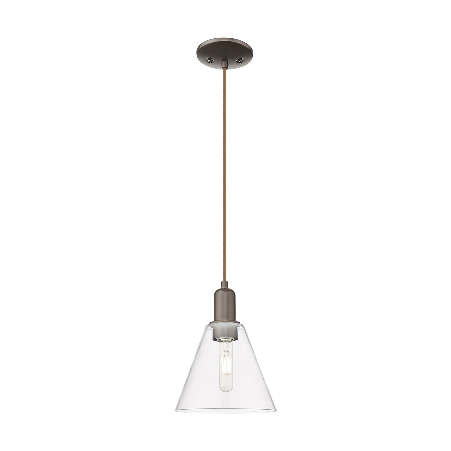Innovations Berkshire 8in 1-Light Mini Pendant | Industrial Oil Rubbed Bronze Steel and Clear Glass | Kitchen Island & Dining | Model 716-1P-OB-GBC-82