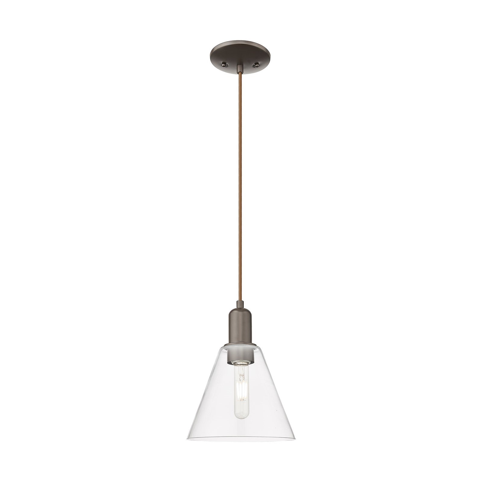 Innovations Berkshire 8in 1-Light Mini Pendant | Industrial Oil Rubbed Bronze Steel and Clear Glass | Kitchen Island & Dining | Model 716-1P-OB-GBC-82