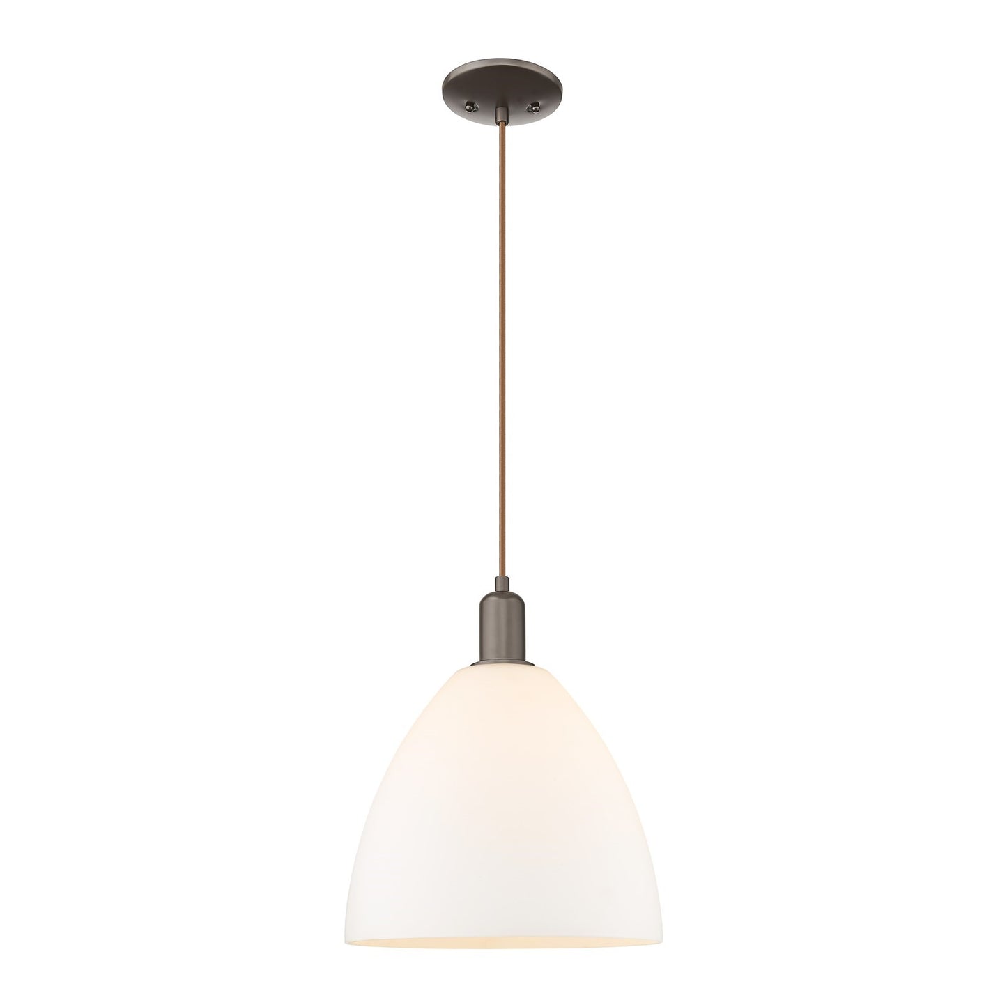 Innovations Bristol 12in 1-Light Mini Pendant | Industrial Oil Rubbed Bronze and Matte White Glass | Kitchen Island & Dining | Model 716-1P-OB-GBD-121