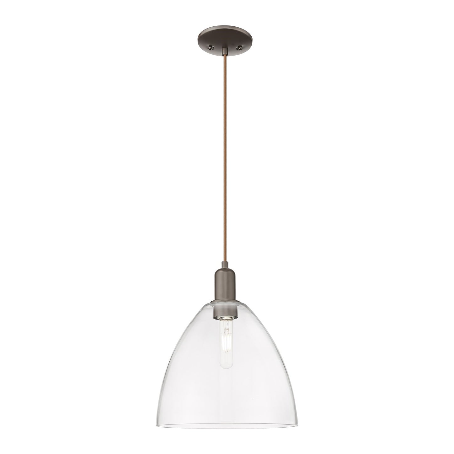 Innovations Bristol 12in 1-Light Mini Pendant | Industrial Oil Rubbed Bronze Steel and Clear Glass | Kitchen Island & Dining | Model 716-1P-OB-GBD-122