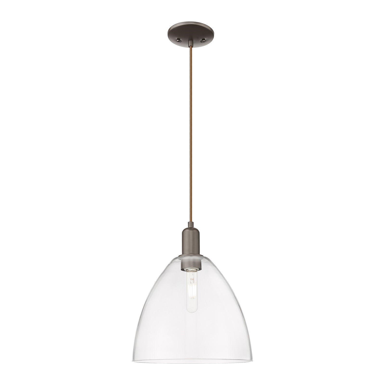 Innovations Bristol 12in 1-Light Mini Pendant | Industrial Oil Rubbed Bronze Steel and Clear Glass | Kitchen Island & Dining | Model 716-1P-OB-GBD-122