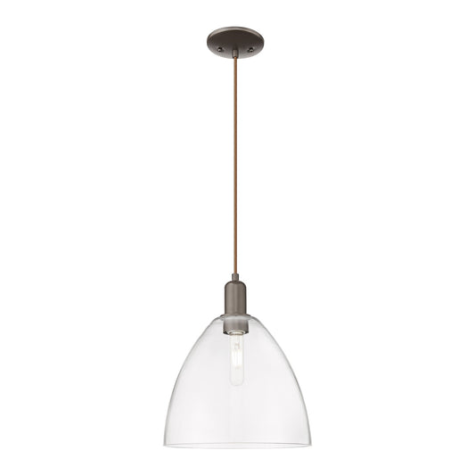 Innovations Bristol 12in 1-Light Mini Pendant | Industrial Oil Rubbed Bronze Steel and Clear Glass | Kitchen Island & Dining | Model 716-1P-OB-GBD-122
