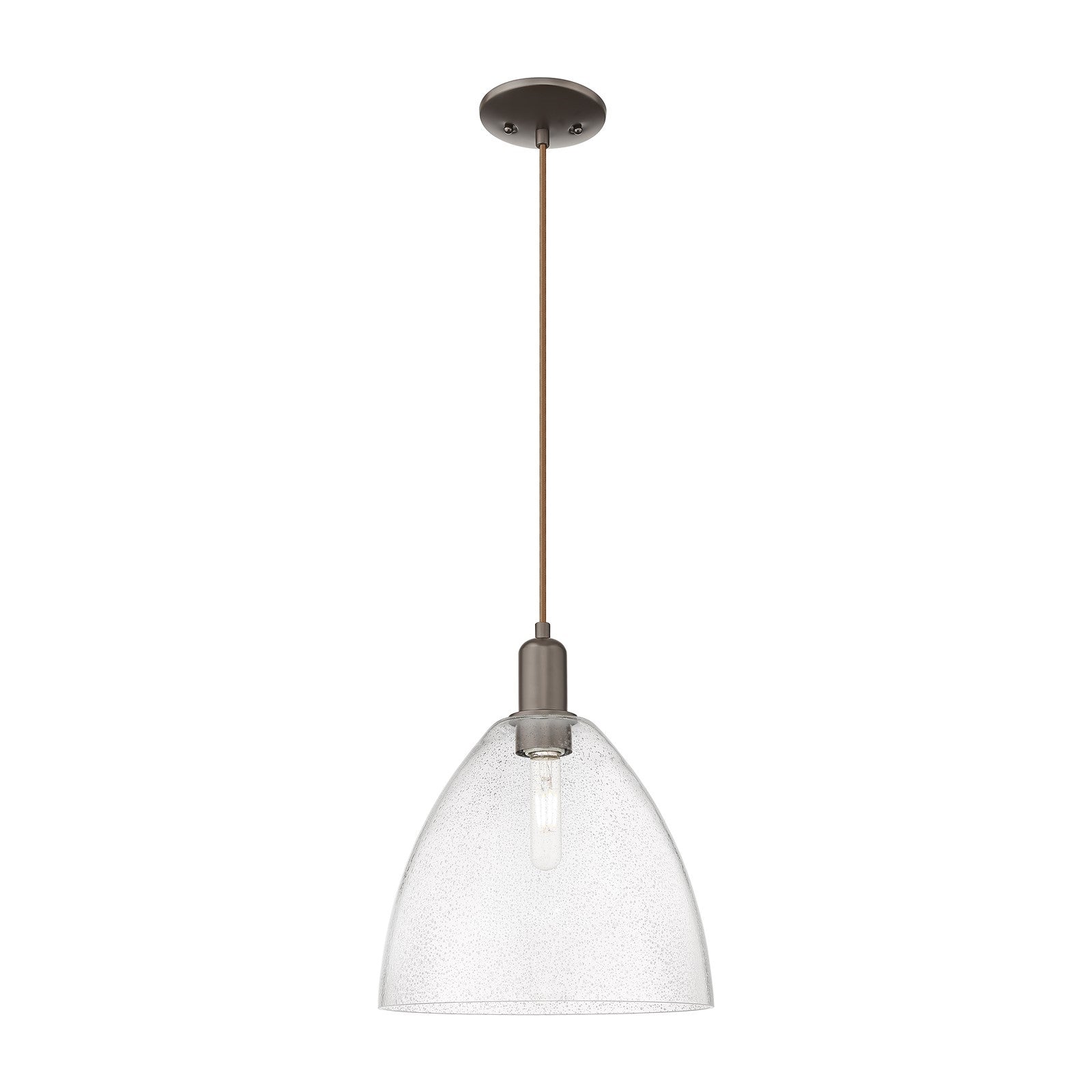 Innovations Bristol 12in 1-Light Mini Pendant | Industrial Oil Rubbed Bronze Steel and Seedy Glass | Kitchen Island & Dining | Model 716-1P-OB-GBD-124