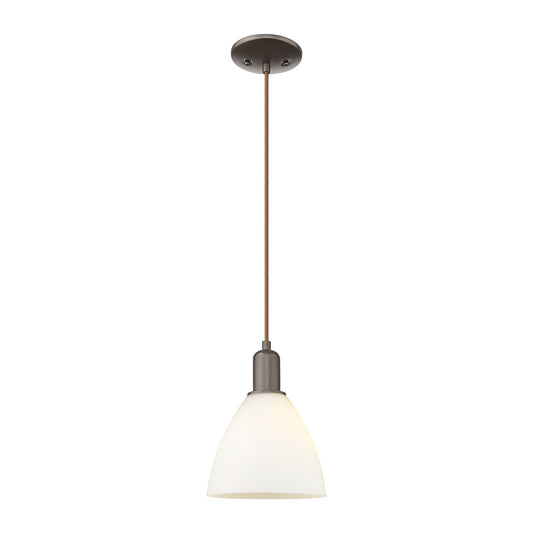 Innovations Bristol 8in 1-Light Mini Pendant | Industrial Oil Rubbed Bronze and Matte White Glass | Kitchen Island & Dining Room | Model 716-1P-OB-GBD-751